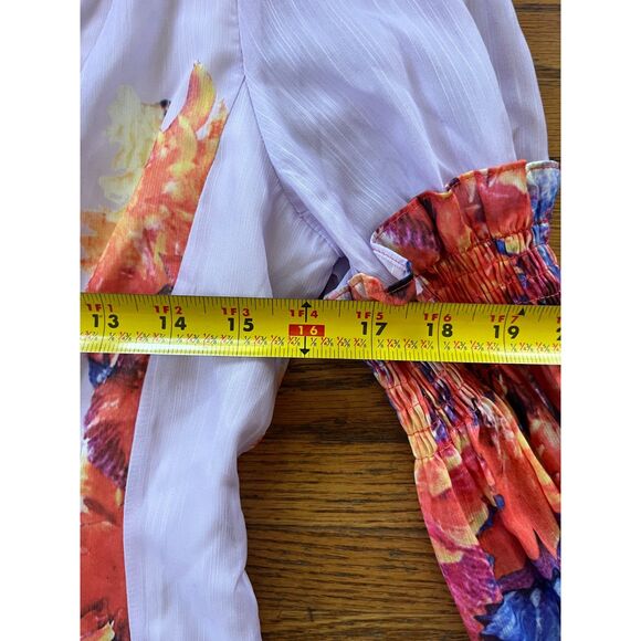 Floral Botanica High Neck Chiffon Mini Dress    Women's Size Small - Picture 7 of 8